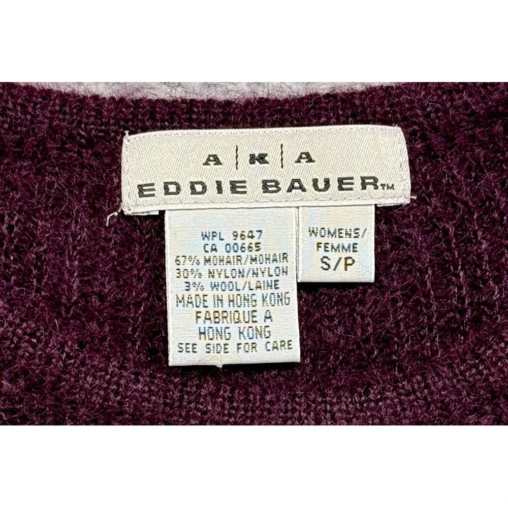Vintage Eddie Bauer AKA Sweater‎ Womens Small Plum Mohair Blend Crewneck Sweater
